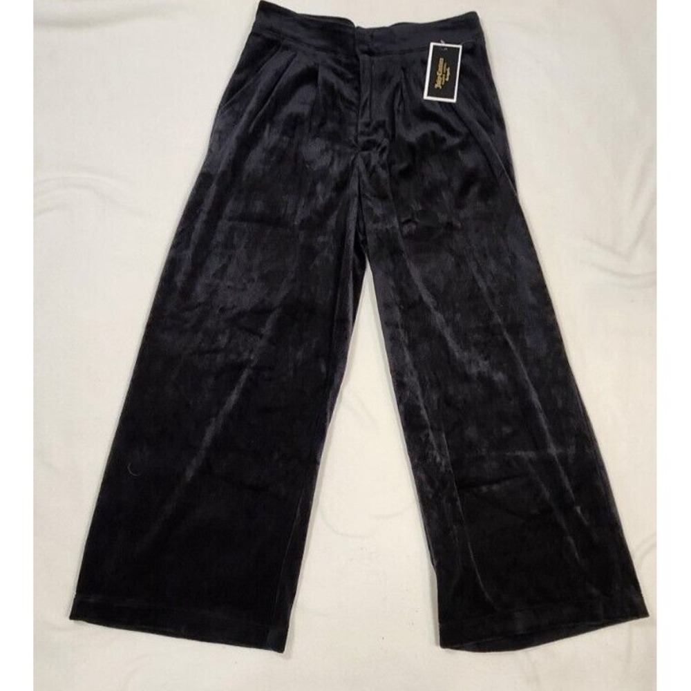 Juicy‎ Couture Trousers Size XS Pitch Black Cropped Wide Leg  Black Label Velour